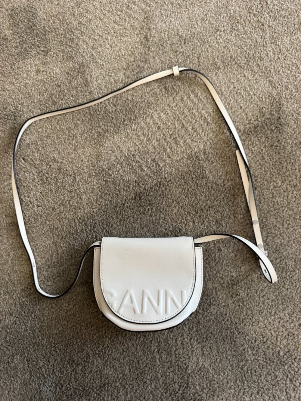 Ganni Banner Nano Saddle Bag Off-White Crossbody